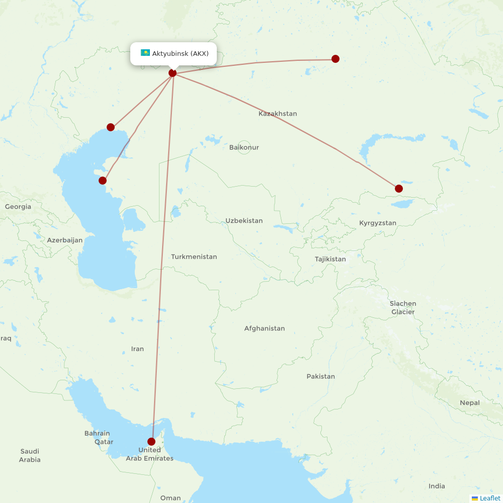 Air Astana at AKX route map