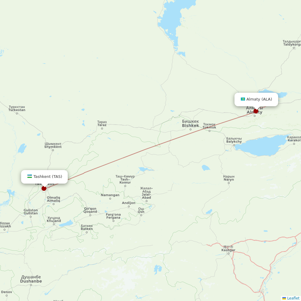 Uzbekistan Airways at ALA route map