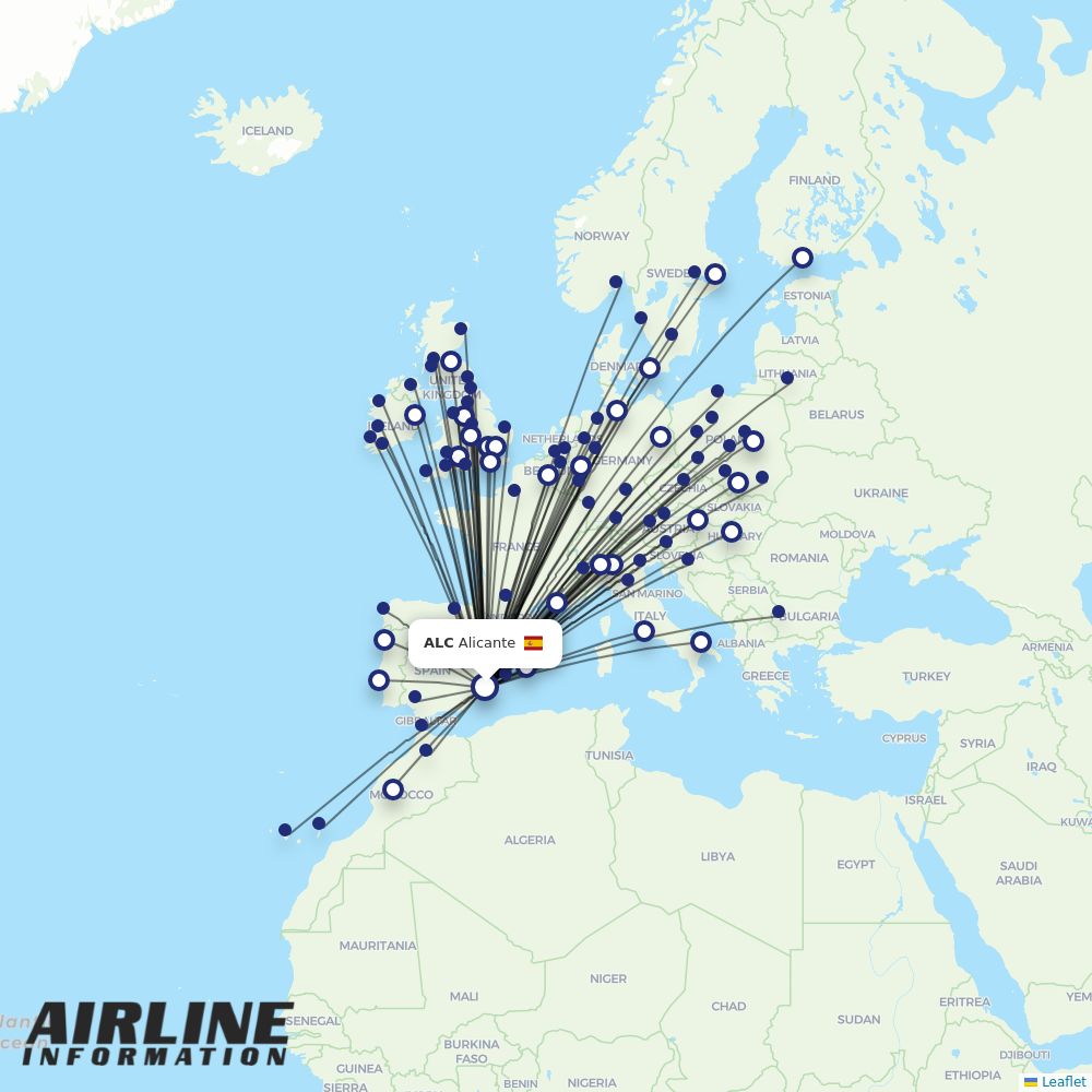 Ryanair routes from ALC