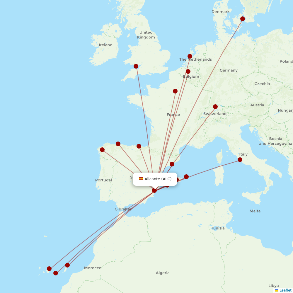 Vueling at ALC route map