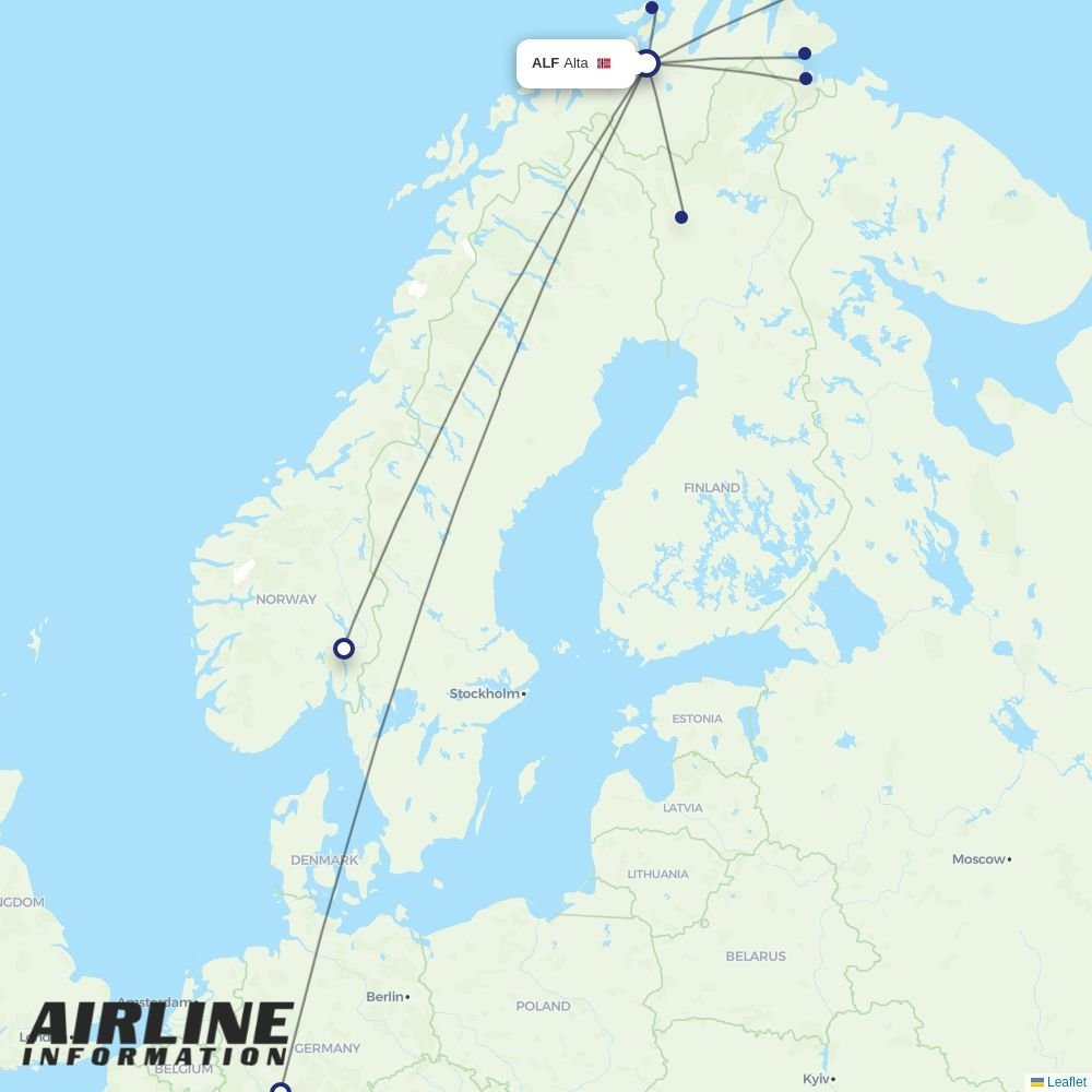 Wideroe routes from ALF
