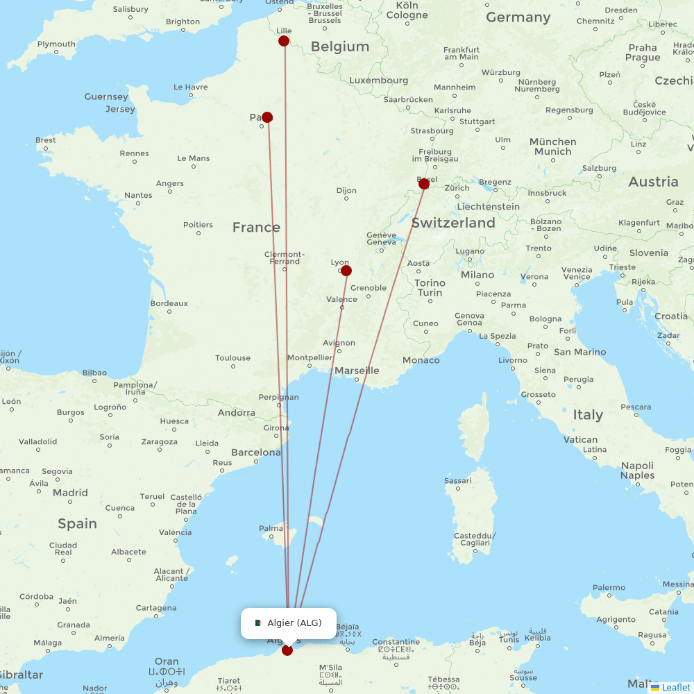 ASL Airlines France at ALG route map