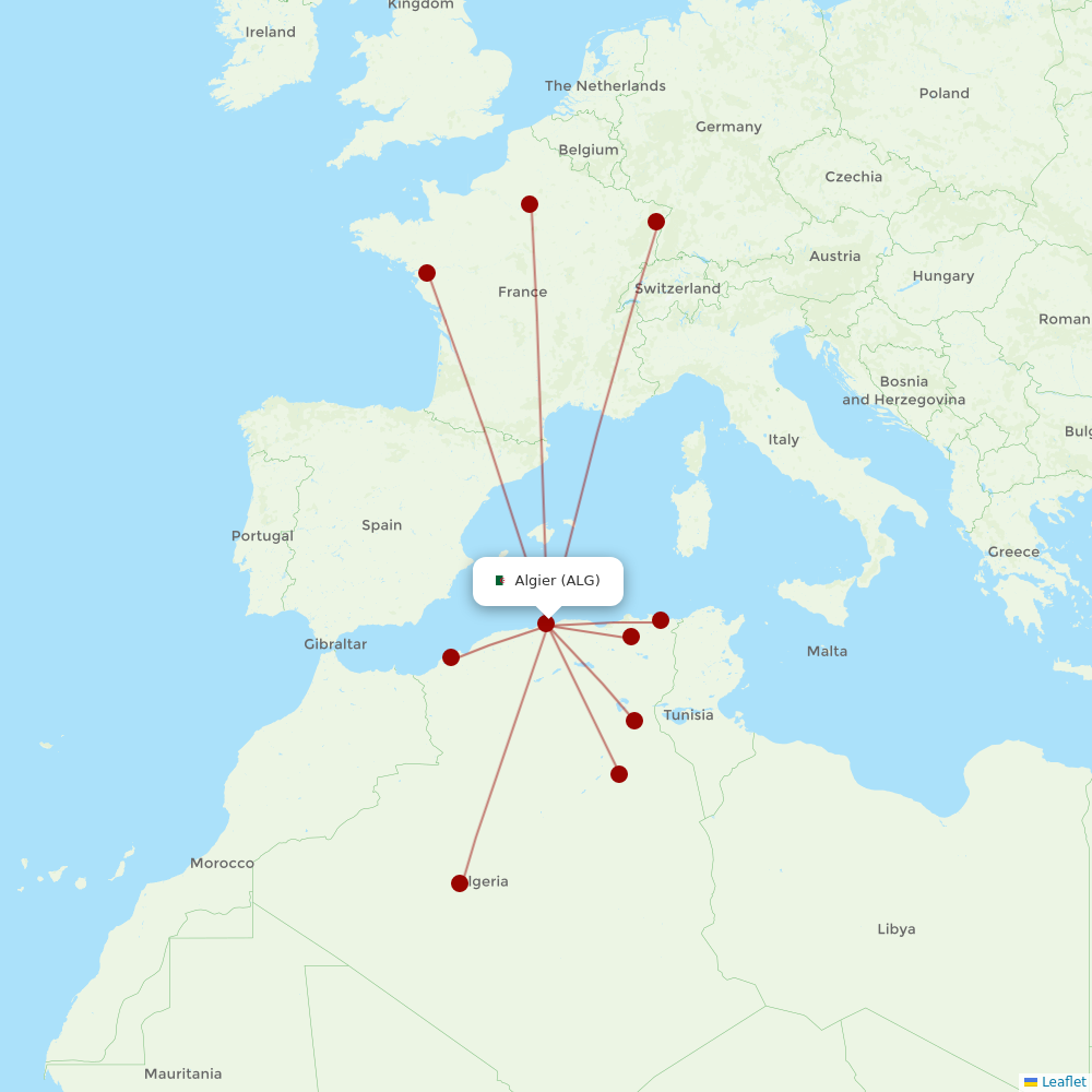 Tassili Airlines at ALG route map