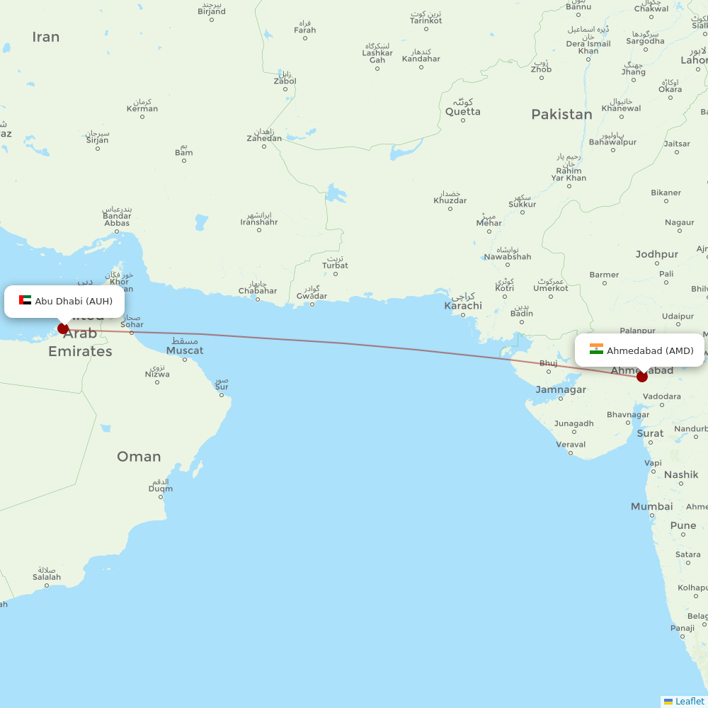 Air Arabia Abu Dhabi at AMD route map