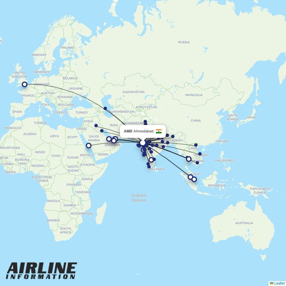 IndiGo routes from AMD