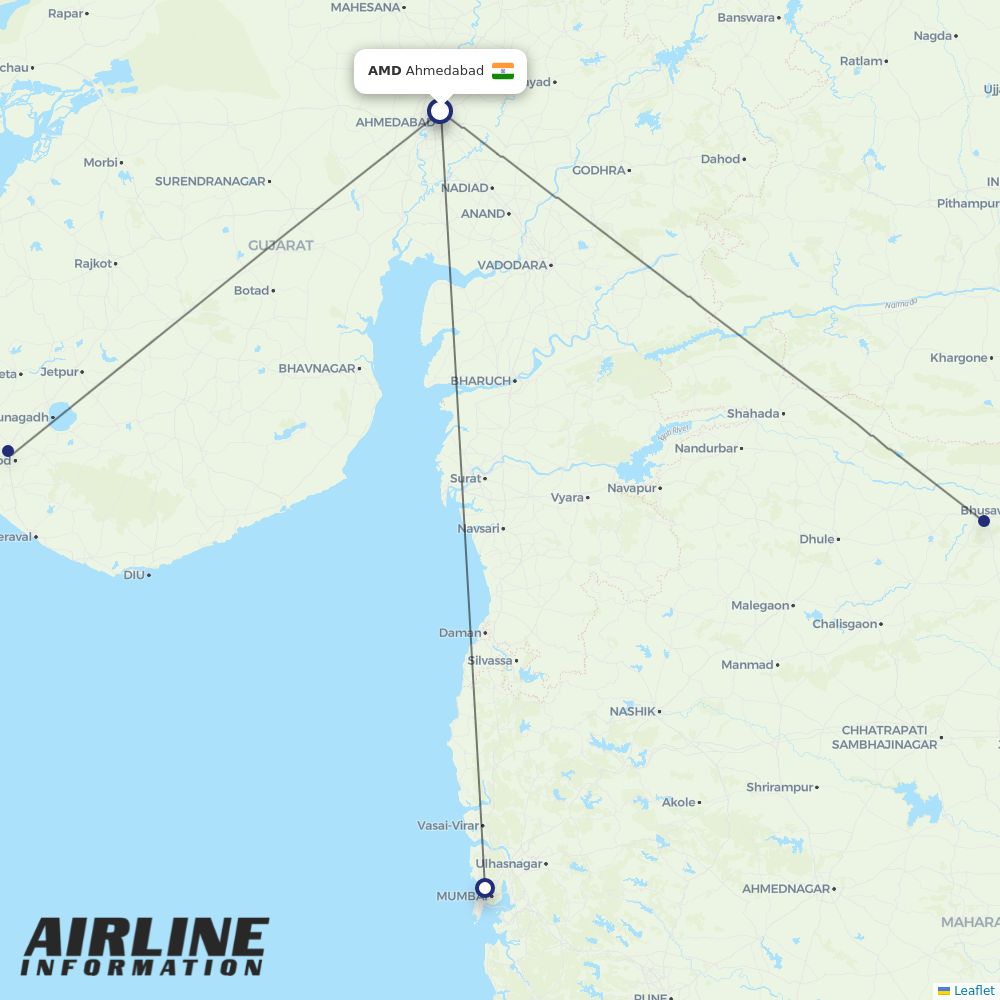 Alliance Air routes from AMD