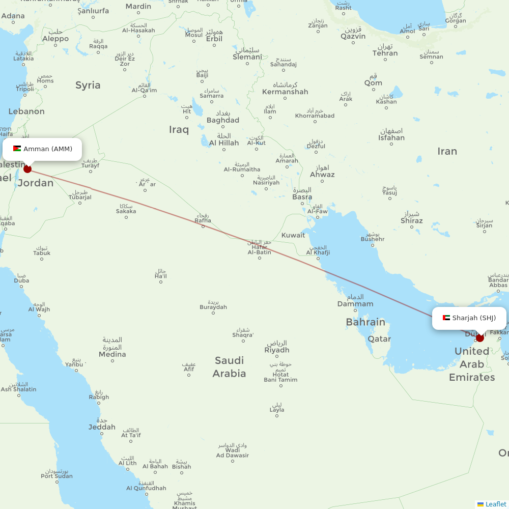 Air Arabia at AMM route map