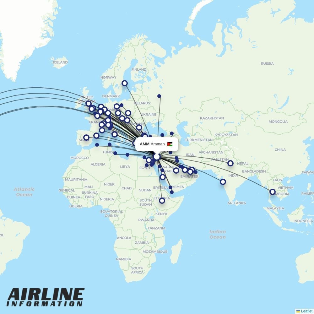 Iraqi Airways routes from AMM