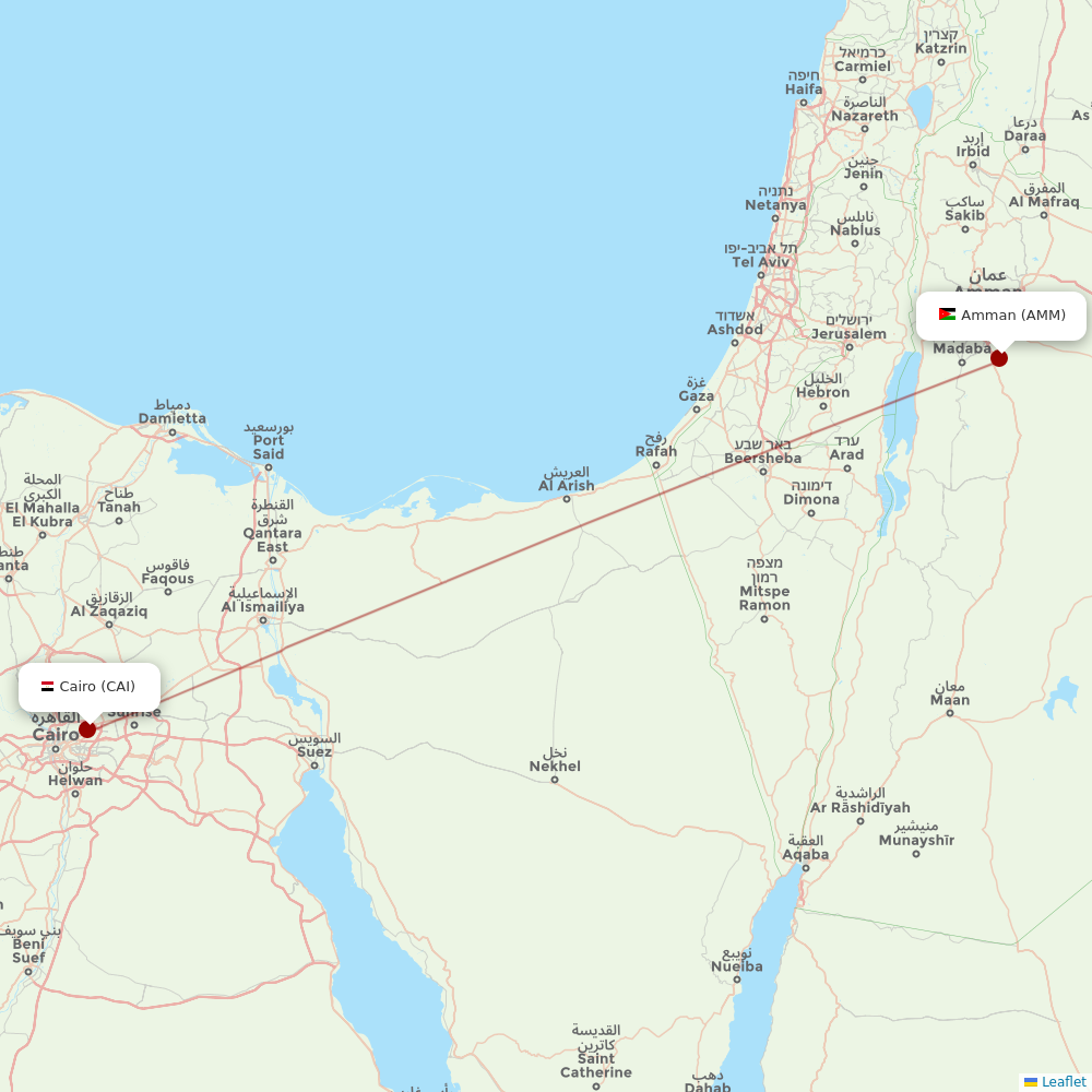 EgyptAir at AMM route map