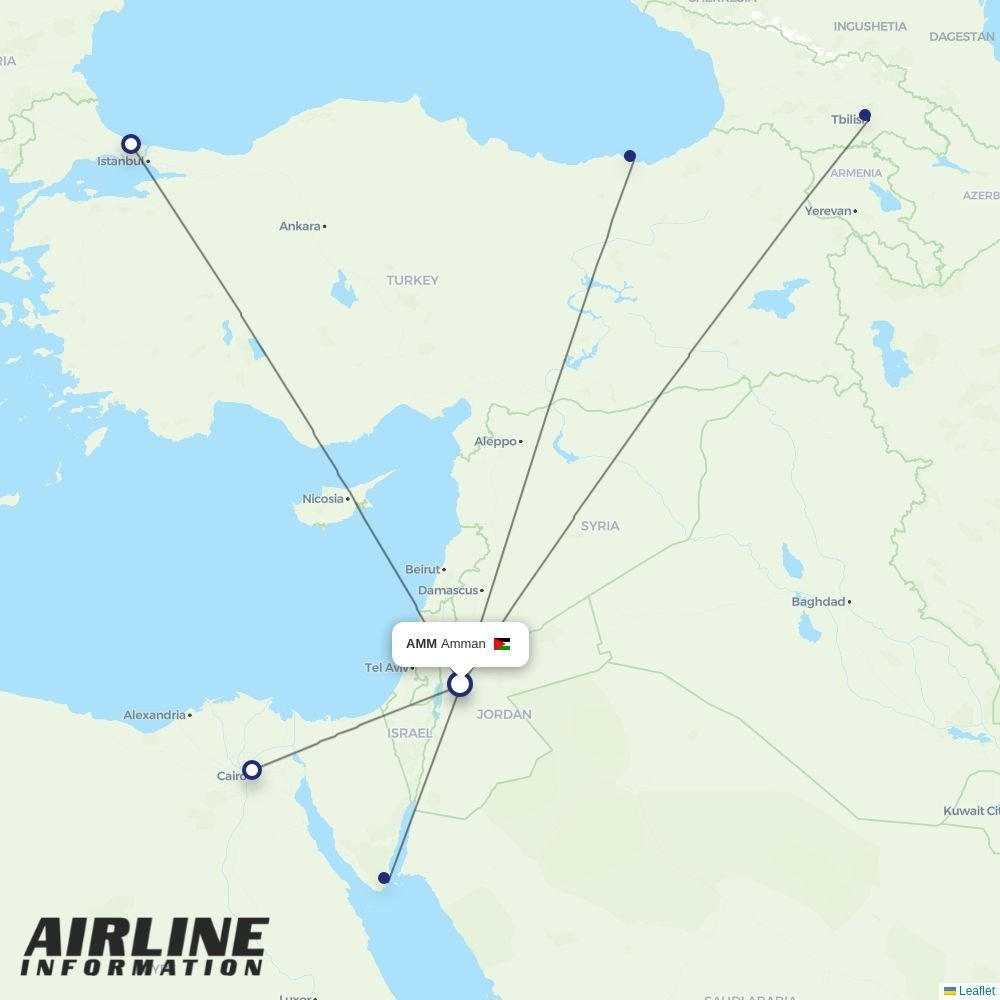 Jordan Aviation routes from AMM