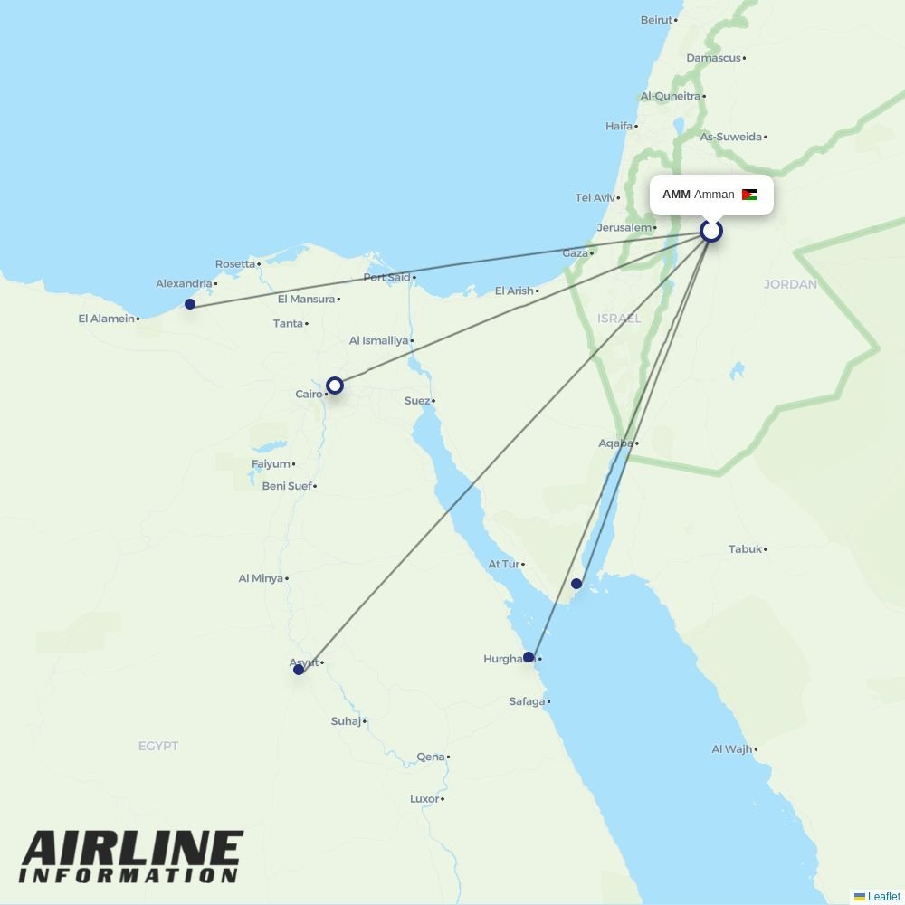 Air Cairo routes from AMM
