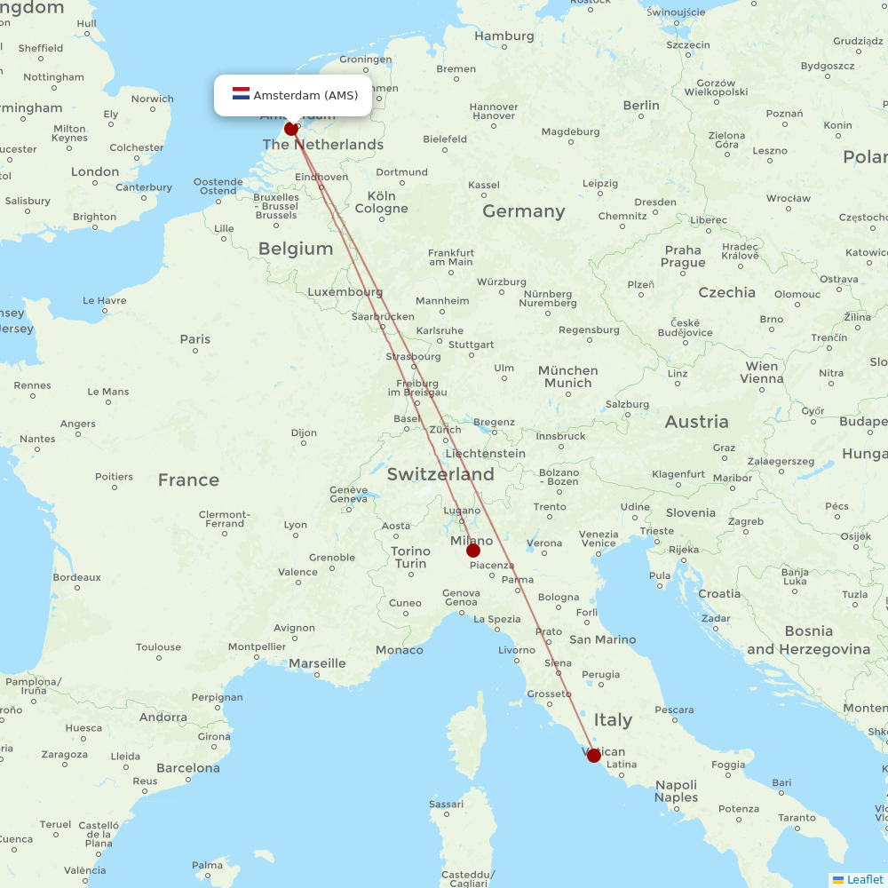 ITA Airways at AMS route map