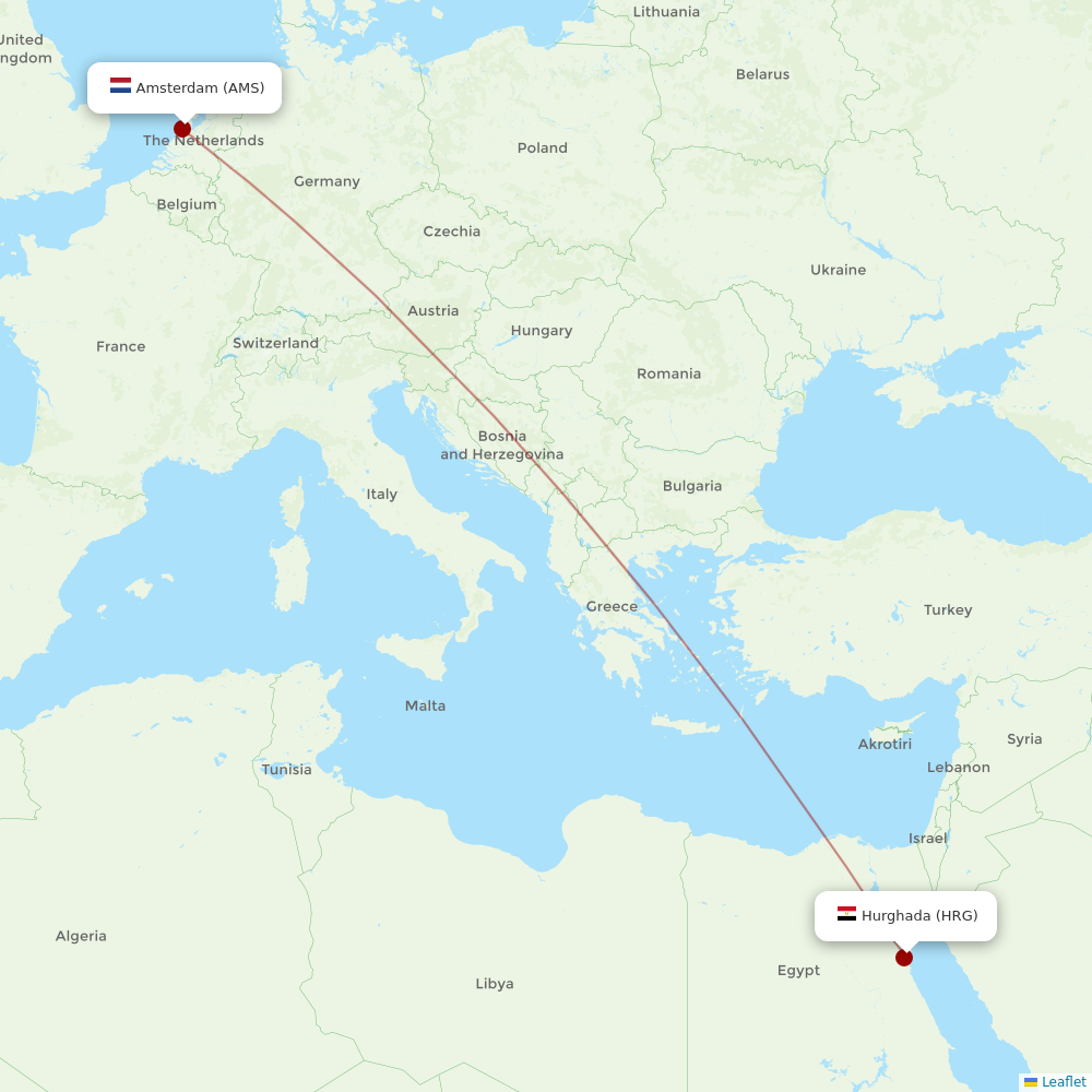 Corendon Dutch Airlines at AMS route map
