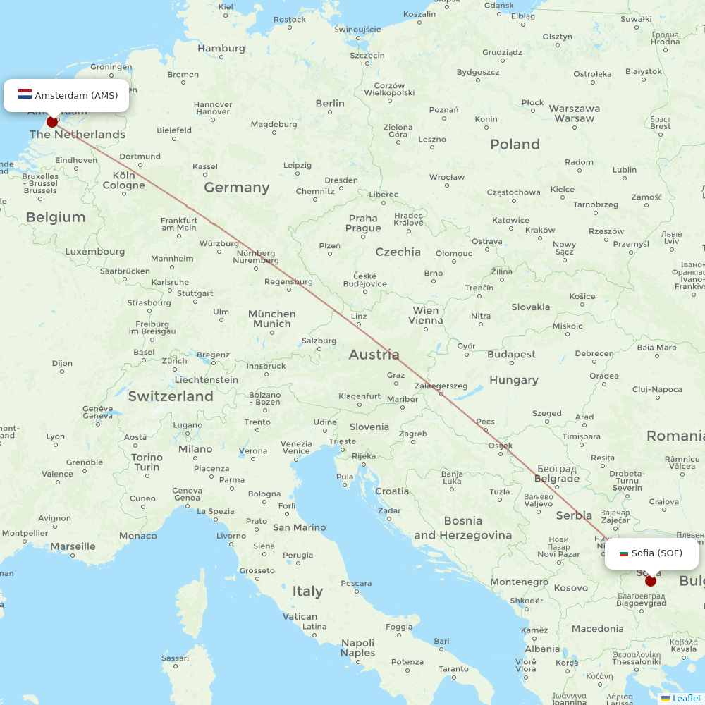 Bulgaria Air at AMS route map