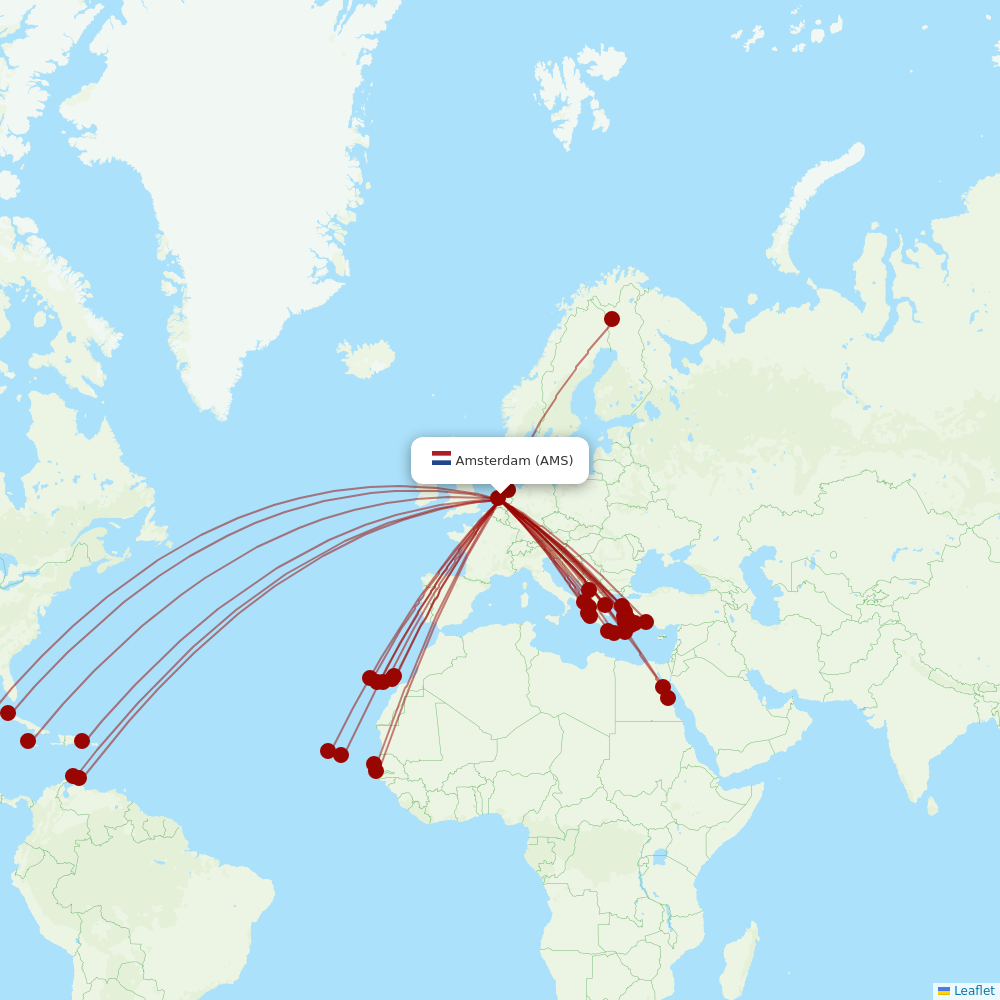 TUIfly Netherlands at AMS route map