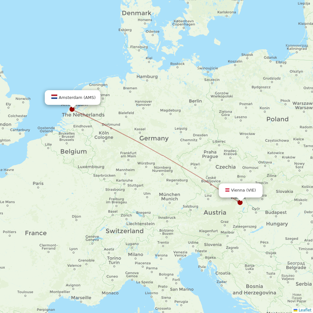 Austrian at AMS route map