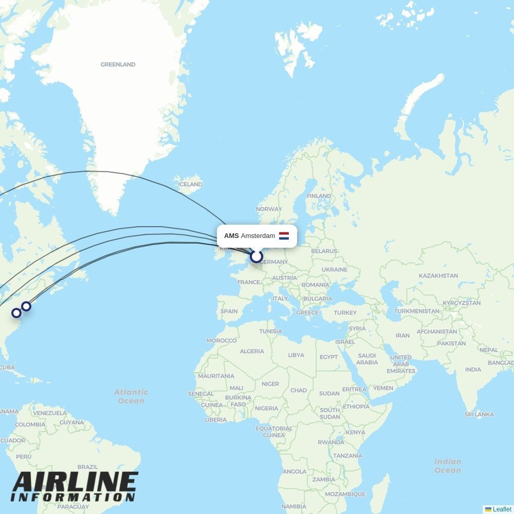 United routes from AMS