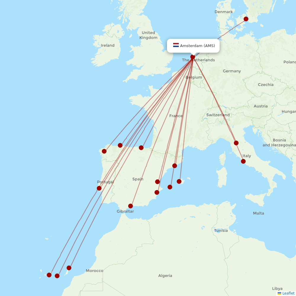 Vueling at AMS route map