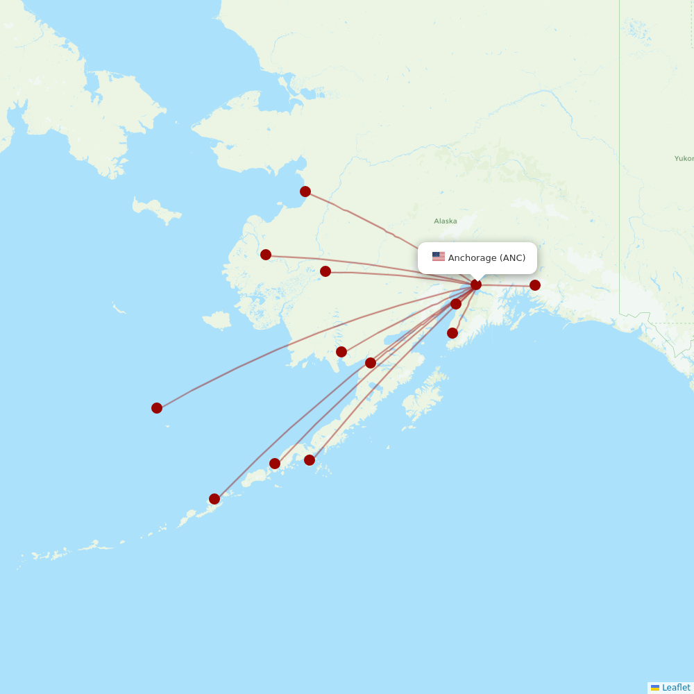 Ravn Alaska at ANC route map