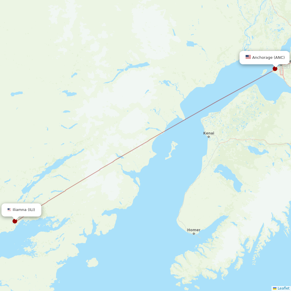 Iliamna Air Taxi at ANC route map