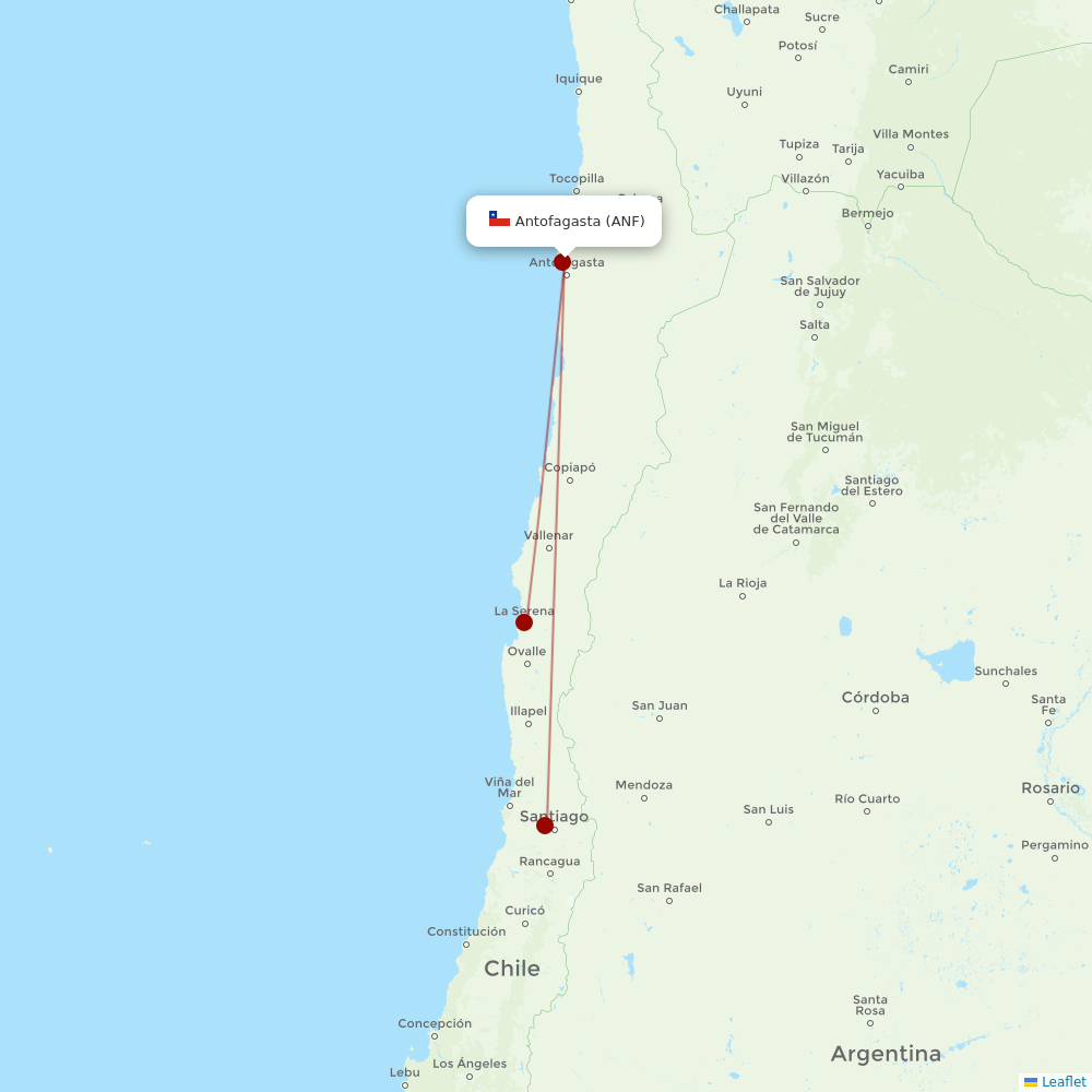 Sky Airline at ANF route map