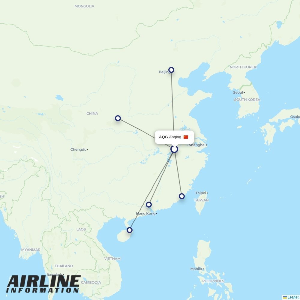 Tianjin Airlines routes from AQG