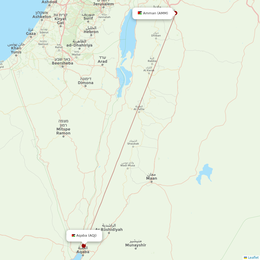 Royal Jordanian at AQJ route map