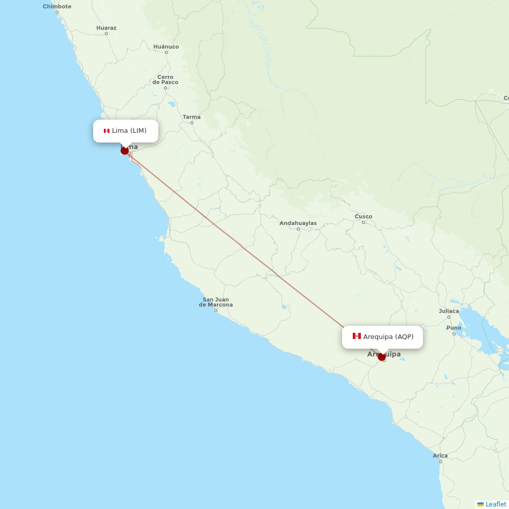 Sky Airline at AQP route map