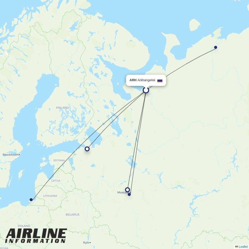 Smartavia routes from ARH