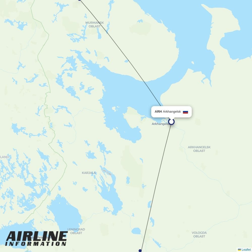 Severstal Avia routes from ARH