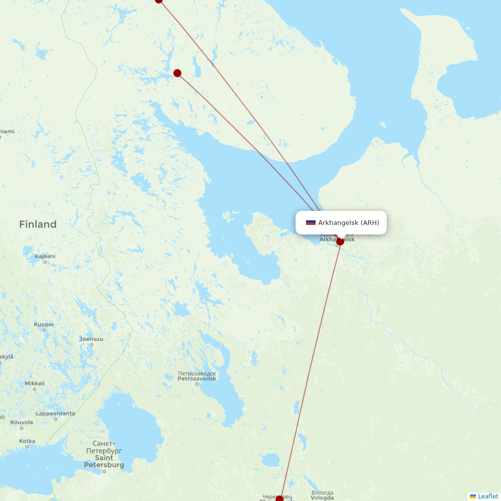 Severstal Aircompany at ARH route map