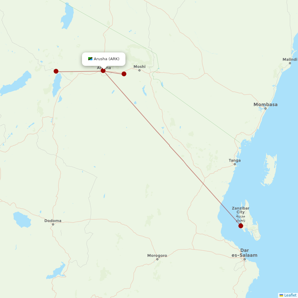 Regional Air at ARK route map