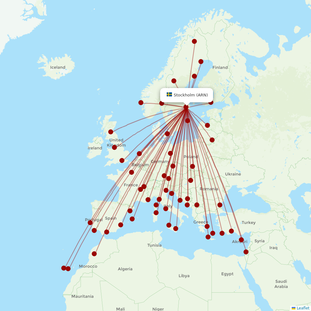 Norwegian Air Intl at ARN route map