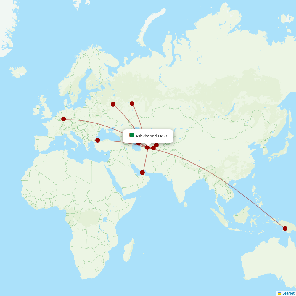 Turkmenistan Airlines at ASB route map