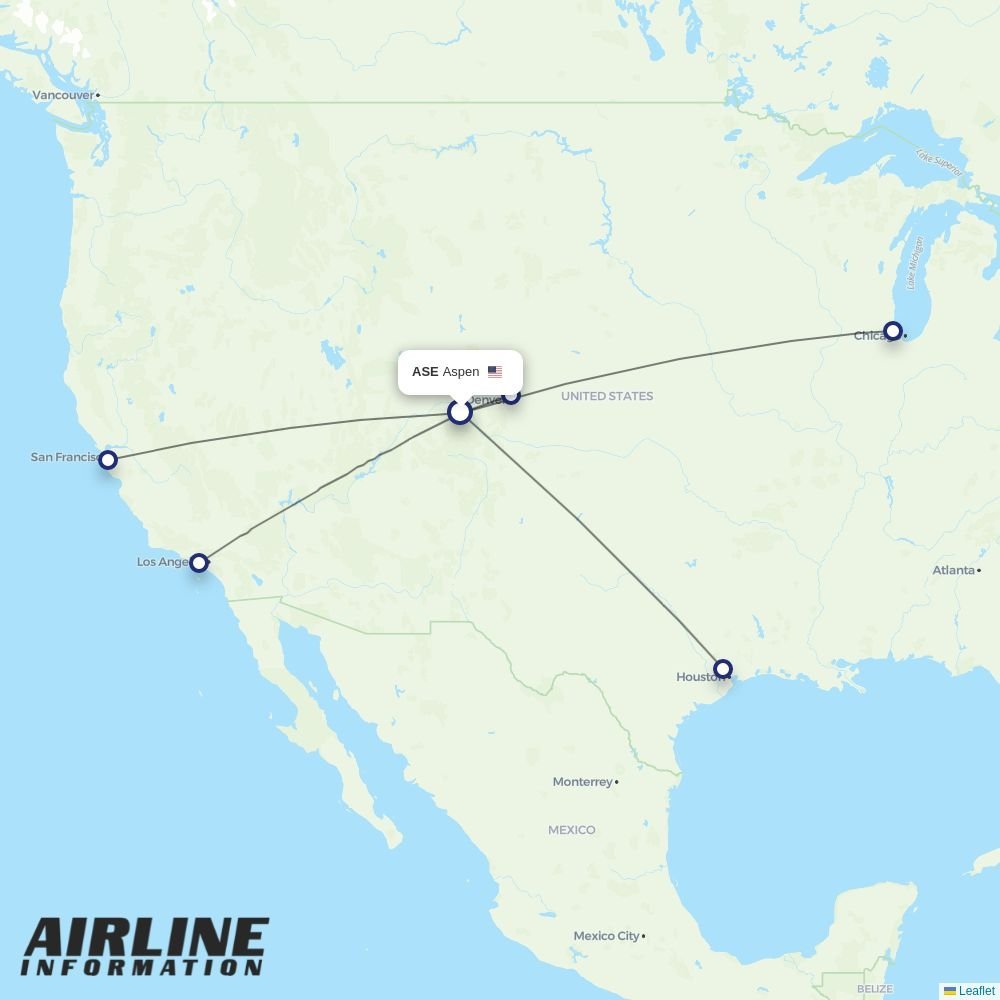 United routes from ASE