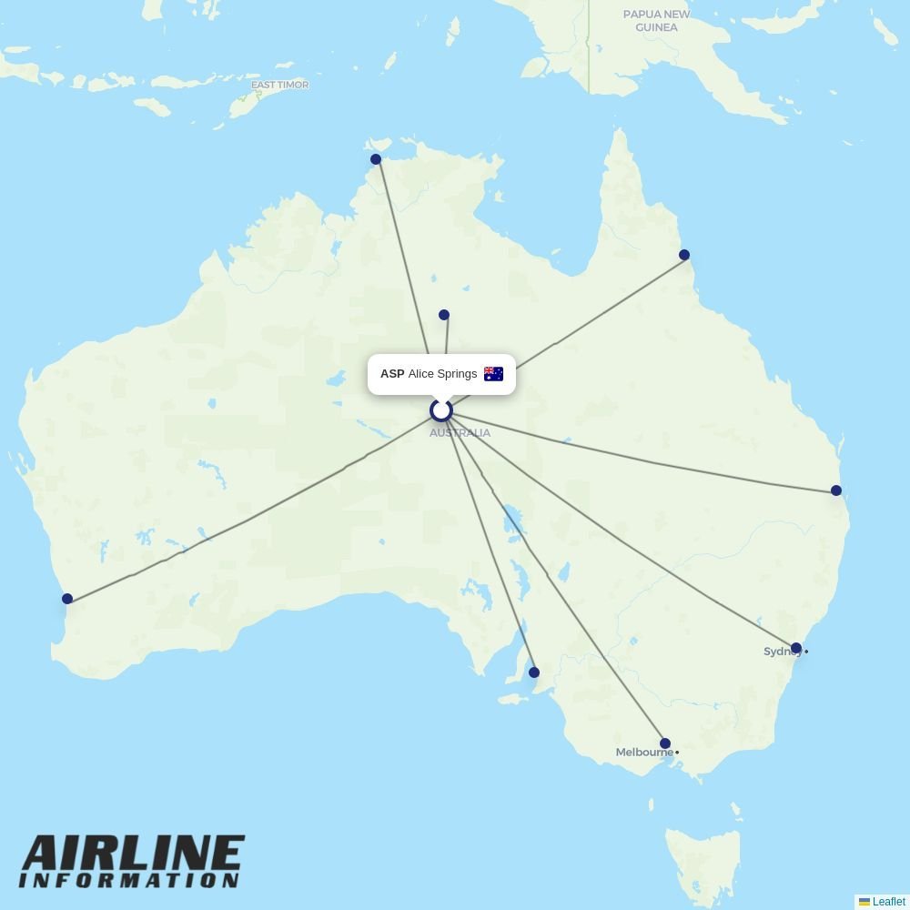 Virgin Australia routes from ASP