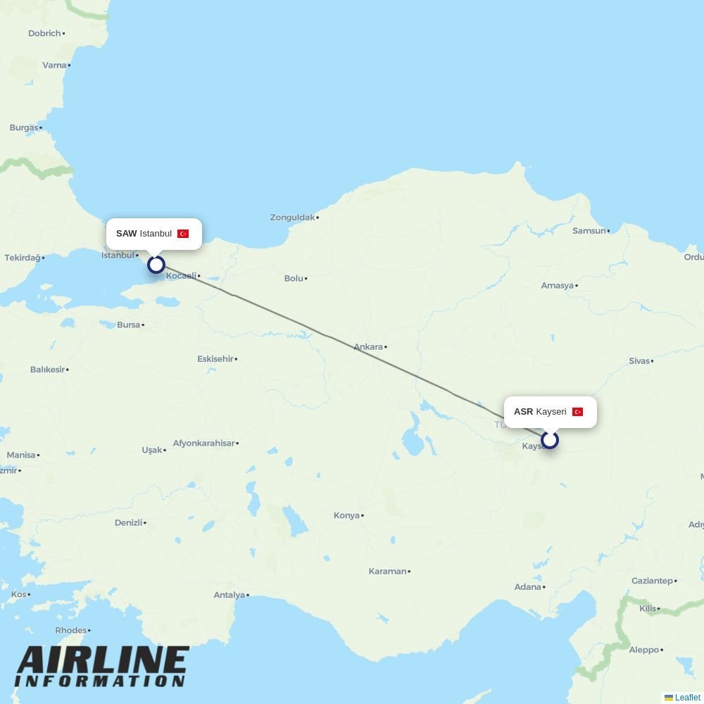 AJet routes from ASR