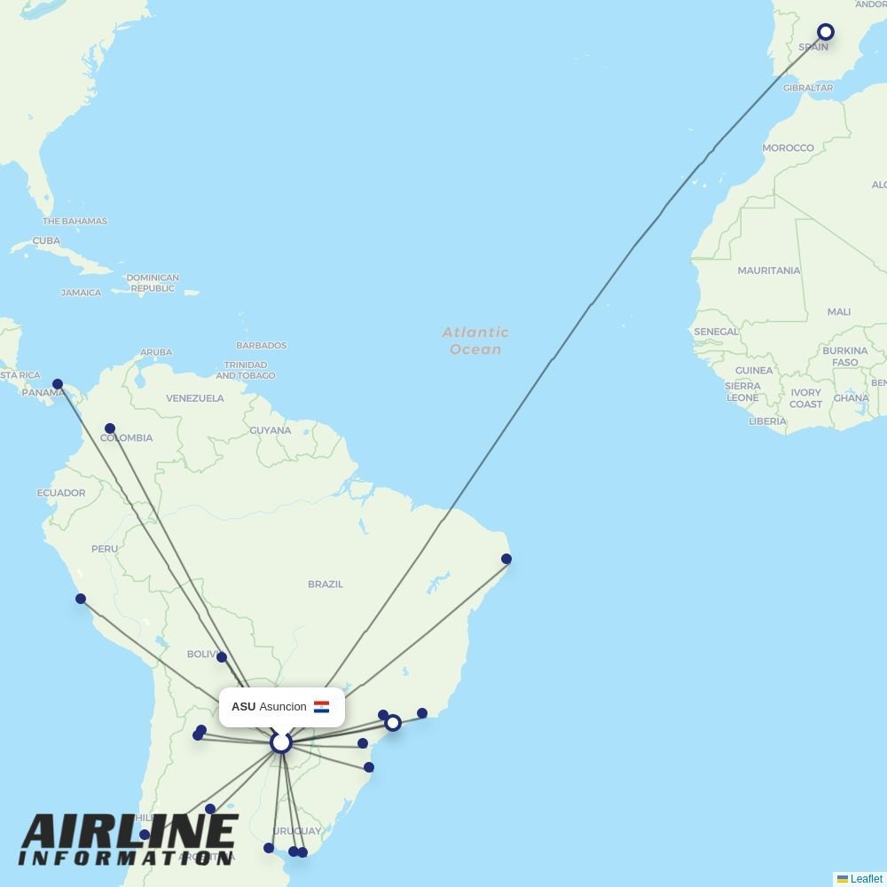 Silk Way Airlines routes from ASU
