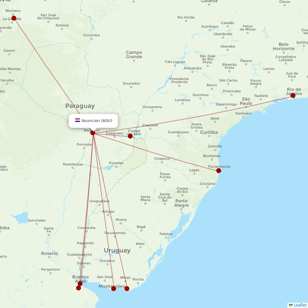 Silk Way Airlines at ASU route map