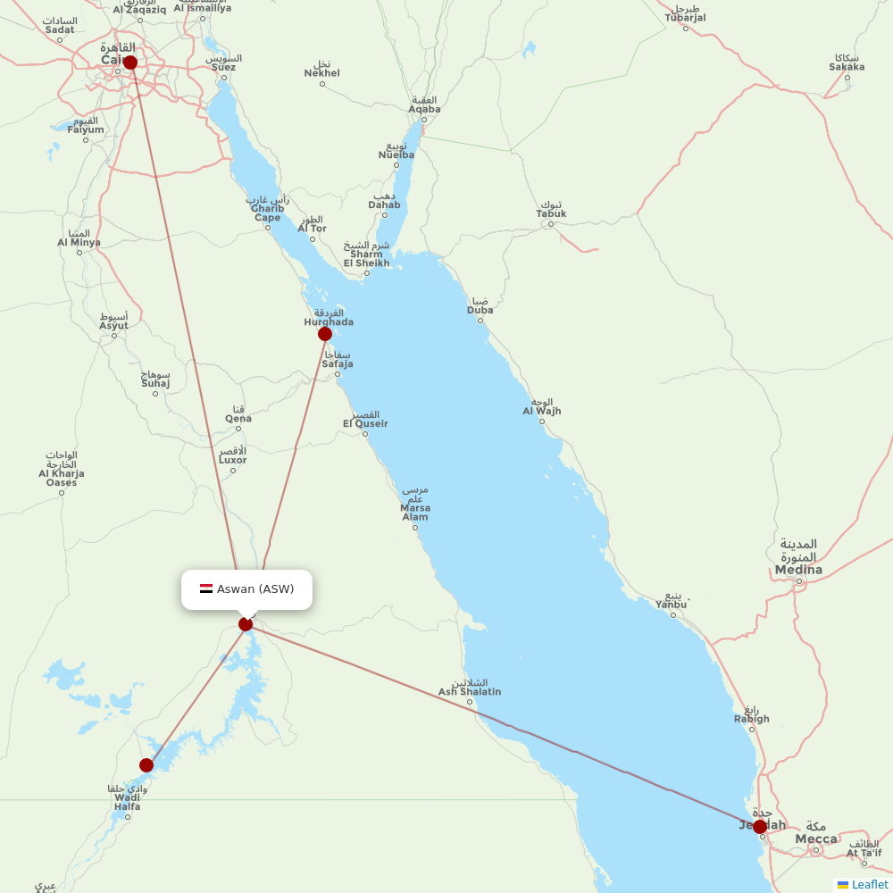 EgyptAir at ASW route map