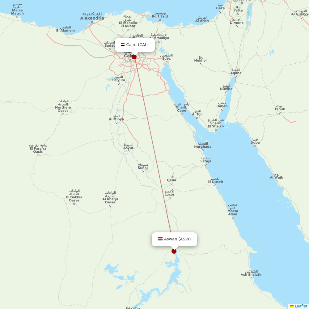 Nile Air at ASW route map