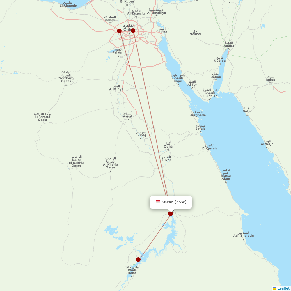 Air Cairo at ASW route map