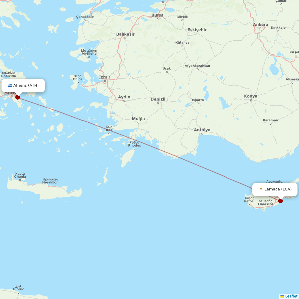 Charlie Airlines at ATH route map