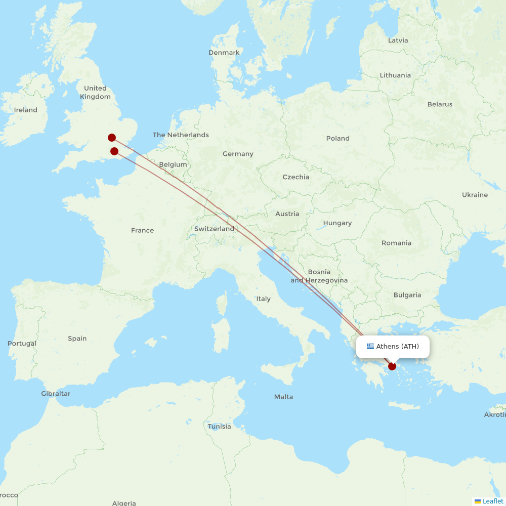 Wizz Air UK at ATH route map