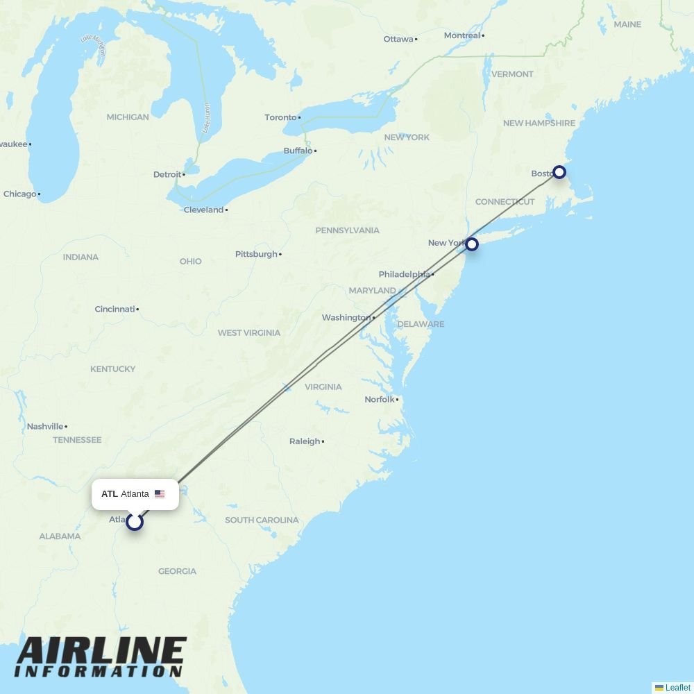 JetBlue routes from ATL