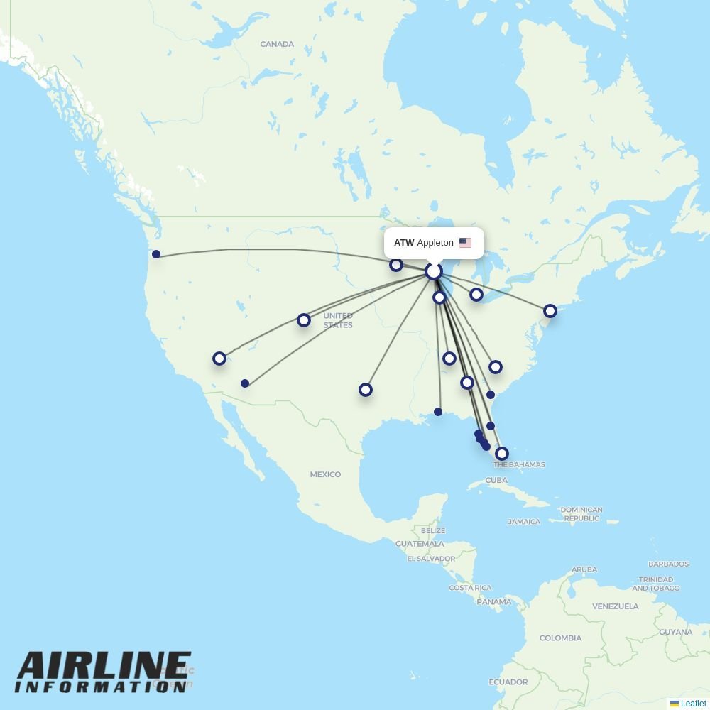 American Airlines routes from AUA