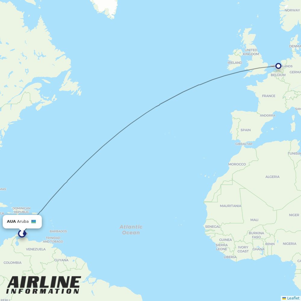 TUIfly Netherlands routes from AUA