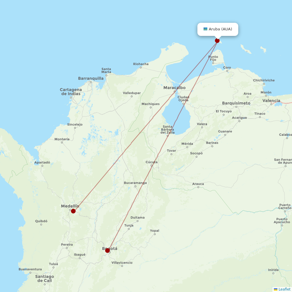 Wingo at AUA route map