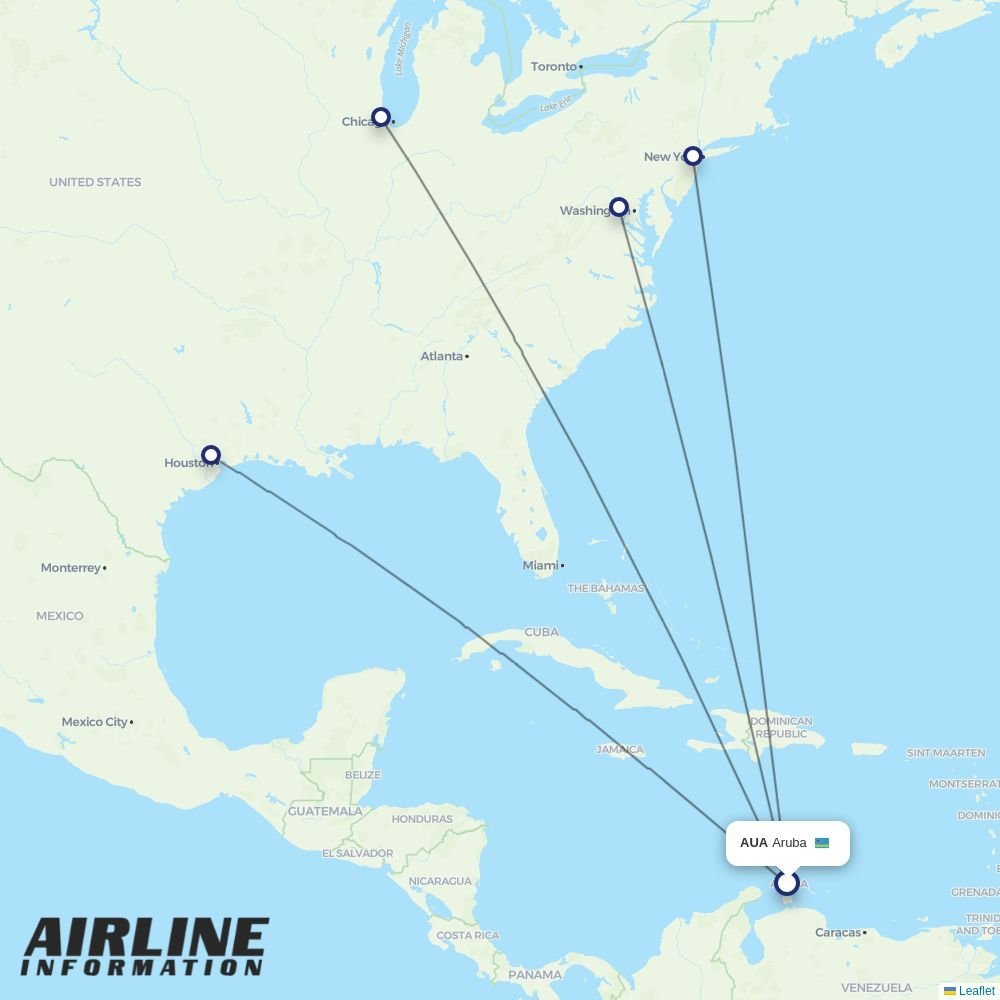 United routes from AUA