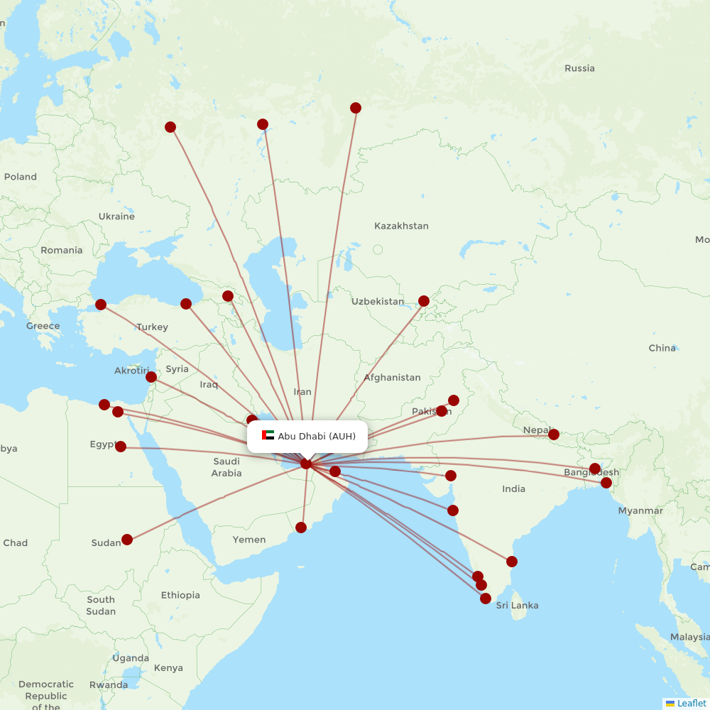Air Arabia Abu Dhabi at AUH route map